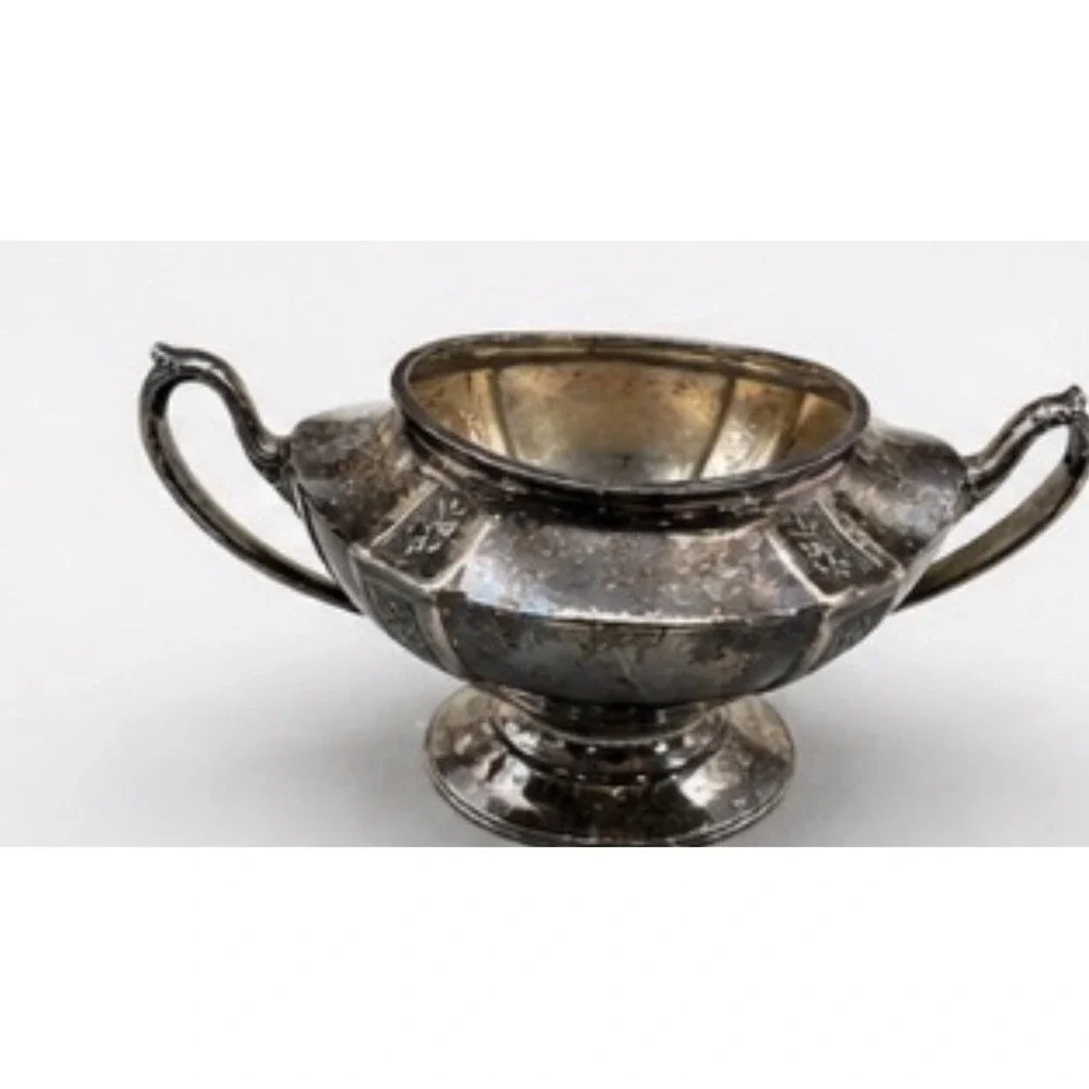 Vintage 1847 Rogers Bros Silver Played Footed Sugar Bowl W/Lid [V]